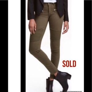 NWT Skinny Moto Woven Pants in Olive Green